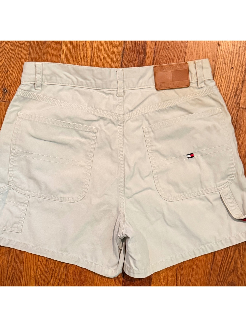 Vintage Tommy Hilfiger Beige Carpenter Utility Jorts Size 4